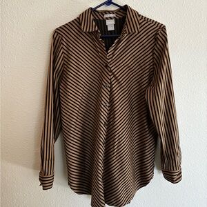 Chico's Black and Tan Striped Shirt